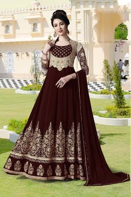 Maroon embroidered georgette salwar 1