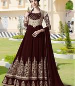Maroon embroidered georgette salwar