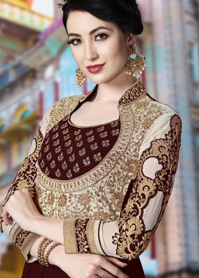 Maroon embroidered georgette salwar 2