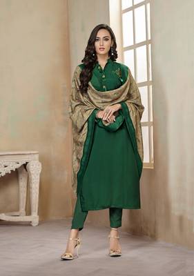 Green embroidered cotton salwar 1