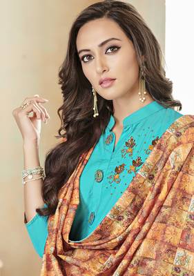 Sky-blue embroidered cotton salwar 2