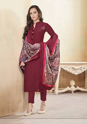 Maroon embroidered cotton salwar 1