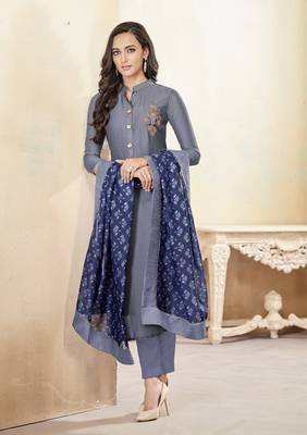 Grey embroidered cotton salwar 1
