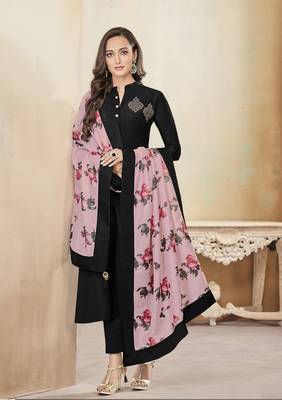 Black embroidered cotton salwar 1