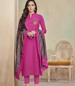 Rani-pink embroidered cotton salwar