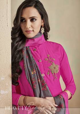Rani-pink embroidered cotton salwar 2