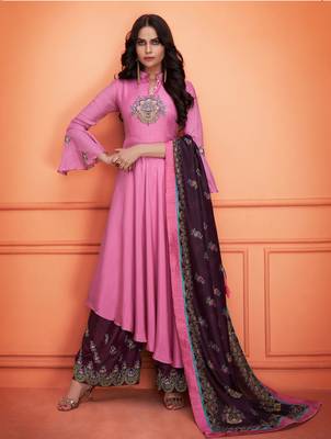 Pink embroidered silk salwar 1