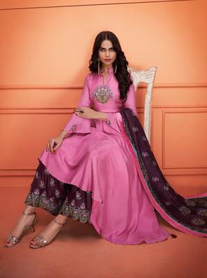 Pink embroidered silk salwar 2