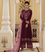 Maroon embroidered silk salwar