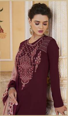 Maroon embroidered silk salwar 2