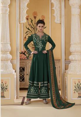 Green embroidered silk salwar 1