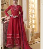 Red embroidered silk salwar