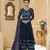 Navy-blue embroidered silk salwar