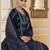 Navy-blue embroidered silk salwar