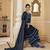 Navy-blue embroidered silk salwar