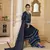 Navy-blue embroidered silk salwar