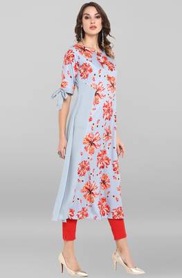 Janasya Sky-blue printed crepe ethnic-kurtis 4