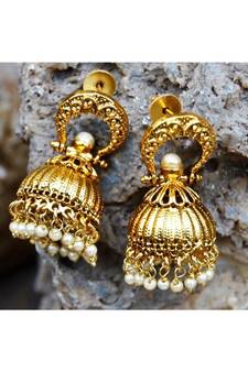 Petite Golden Bell Jhumka Earrings