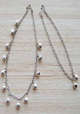 Silver Chain With Ghungroo Anklets 1