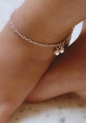 Silver Chain With Ghungroo Anklets 2