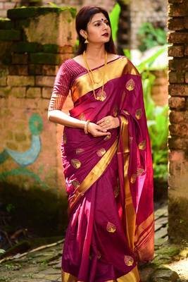 Multicolor embroidered banarasi silk saree with blouse 1