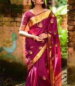 Multicolor embroidered banarasi silk saree with blouse
