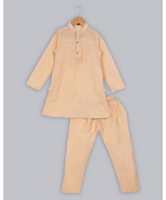 off white full sleeves kurta pajama with printed nehru jacket 1