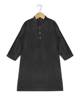black full sleeves kurta pajama with contrast linen modi jacket 3