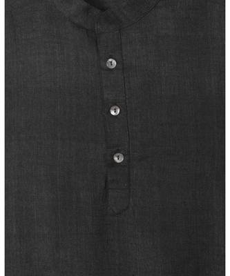 black full sleeves kurta pajama with contrast linen modi jacket 5