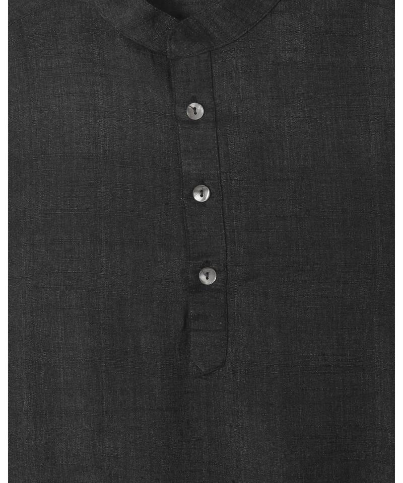 black full sleeves kurta pajama with contrast linen modi jacket