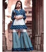 Indigo butti Printes Cotton Kurta and Sharara Set