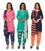 Women's Pack Of 3 Synthetic Printed Unstitched Dress Material Combo