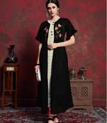 Black embroidered silk party-wear-kurtis