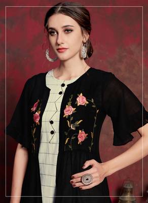 Black embroidered silk party-wear-kurtis 2