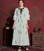 Grey embroidered silk party-wear-kurtis