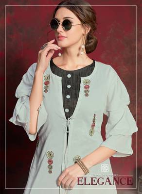 Grey embroidered silk party-wear-kurtis 2