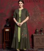 Green embroidered silk party-wear-kurtis