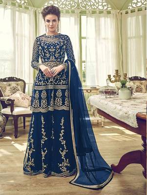 Royal Blue Wedding Wear Designer Sharara Suit 1