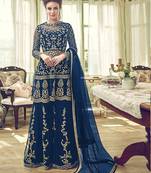 Royal Blue Wedding Wear Designer Sharara Suit
