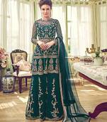 Teal Green Wedding Wear Designer Sharara Suit