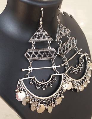 Afghani Boho Gypsy Tribal Large Size Oxidised Silver Latest Party Wear Fancy Dangler For Girls And Women 1