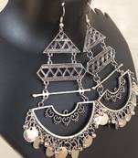 Afghani Boho Gypsy Tribal Large Size Oxidised Silver Latest Party Wear Fancy Dangler For Girls And Women