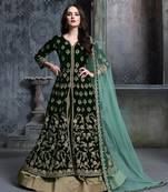 Dark Green Heavy Velvet Designer Wedding Anarkali Suit 
