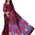 Dark maroon printed art silk saree with blouse