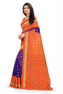 Light purple printed art silk saree with blouse 2