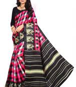 Pink printed art silk saree with blouse