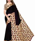 Black printed khadi saree with blouse