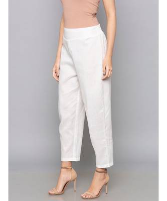 white plain cotton trousers 3