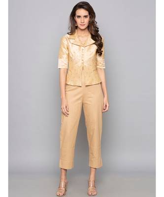 beige plain cotton trousers 1