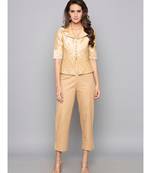 beige plain cotton trousers